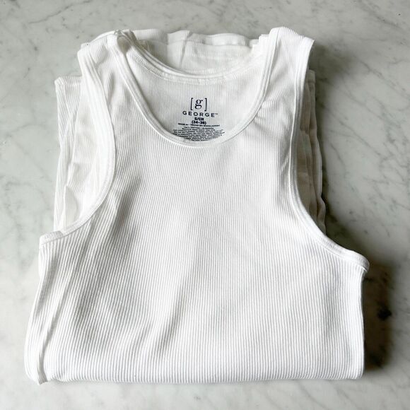 George A-Shirt T-Shirts 6-Pack White Cotton Tank Undershirts - Men's S/CH 34-36 - Picture 3 of 5